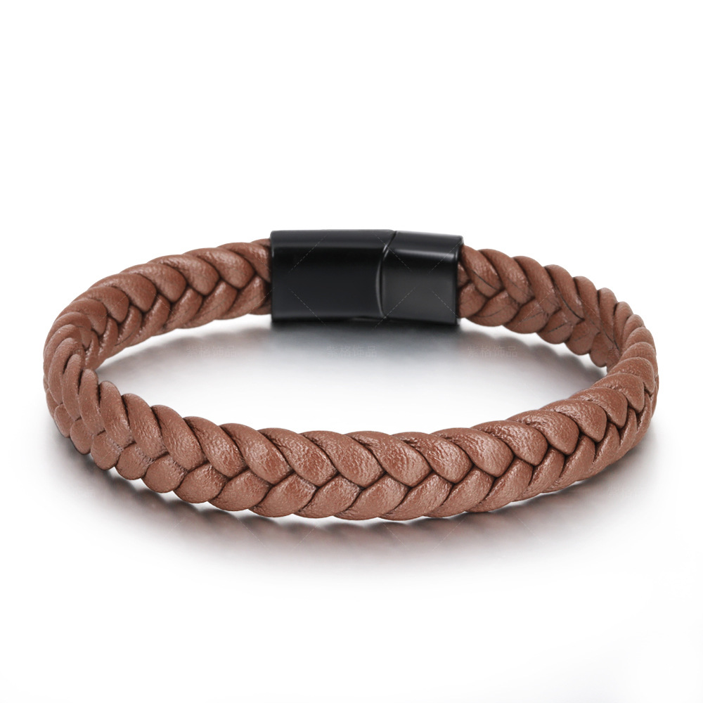 1 Piece Simple Casual Style Woven Shape Leather Men's Bracelet h5 